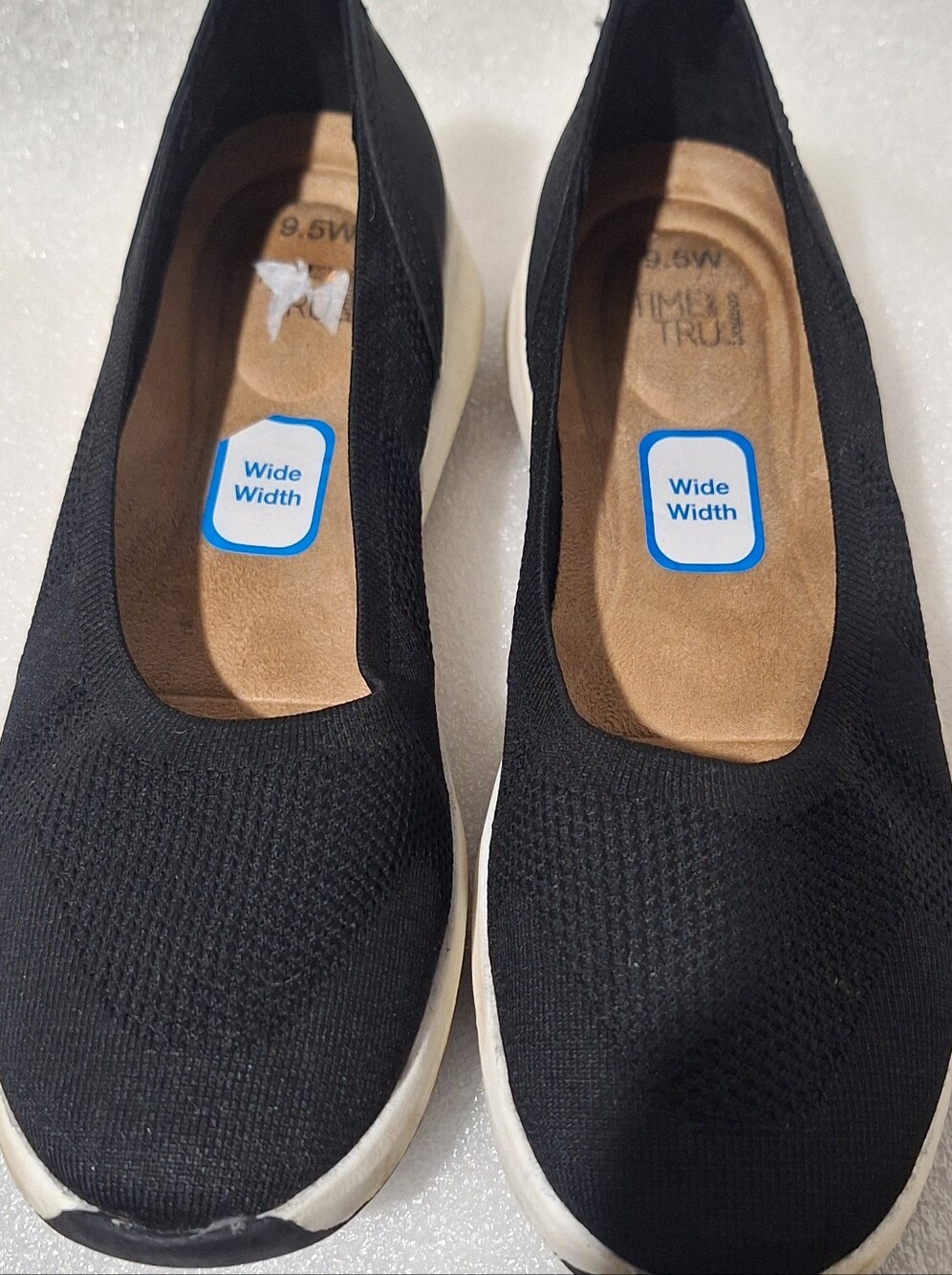 Time and Tru Black Knit Wedge Slip-On Sneakers